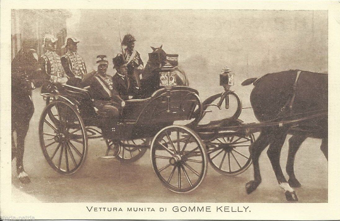 Cartolina Pubblicitaria Pneumatici Kelly: Reali Di Spagna E Savoia