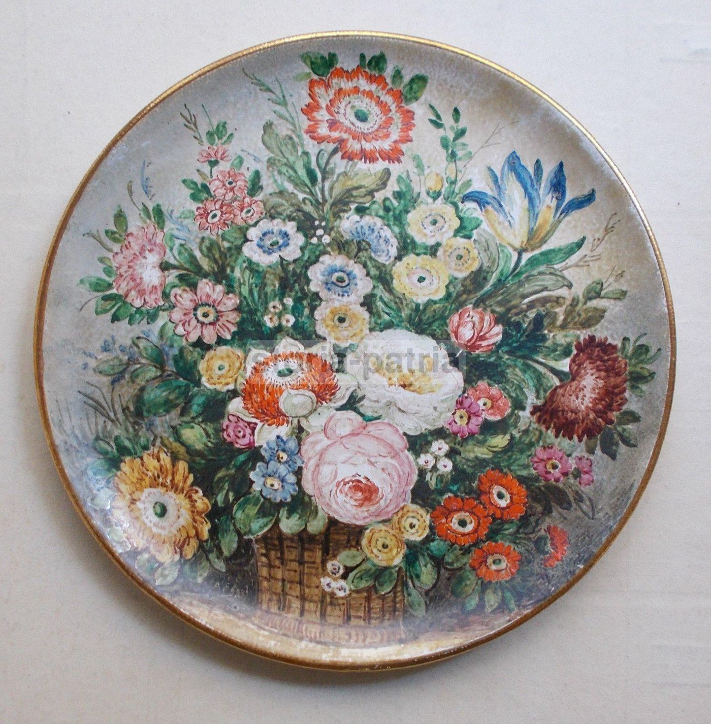 Piatto In Ceramica Decorativa Con Motivi Floreali, A. Faggi, Carbet Italy, Metà '900