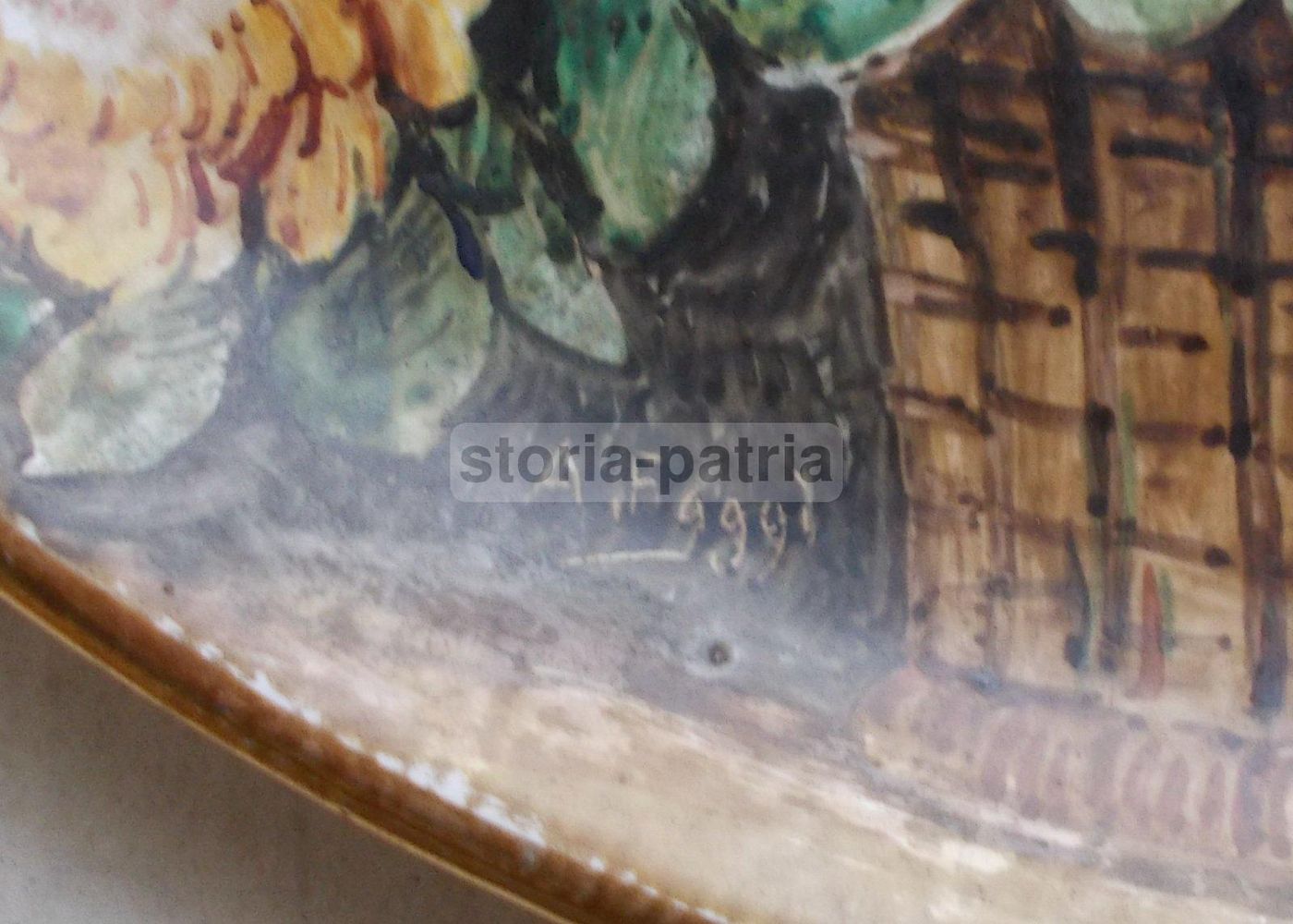 Piatto In Ceramica Decorativa Con Motivi Floreali, A. Faggi, Carbet Italy, Metà '900