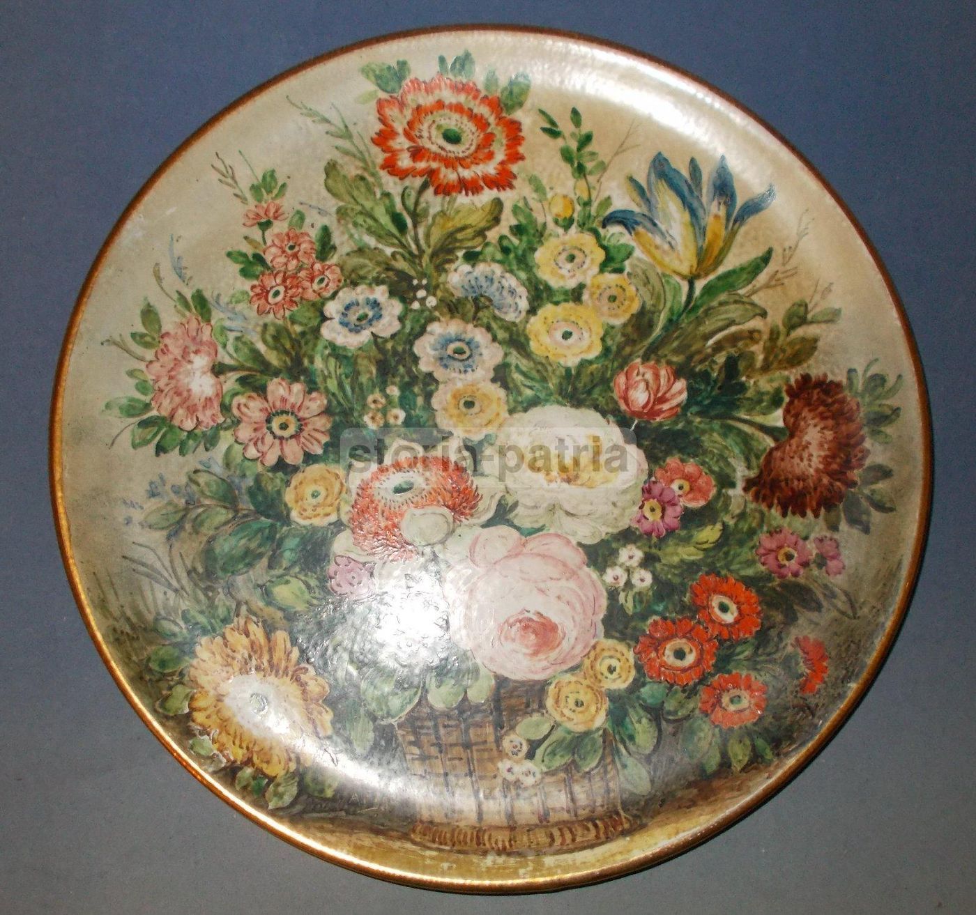 Piatto In Ceramica Decorativa Con Motivi Floreali, A. Faggi, Carbet Italy, Metà '900