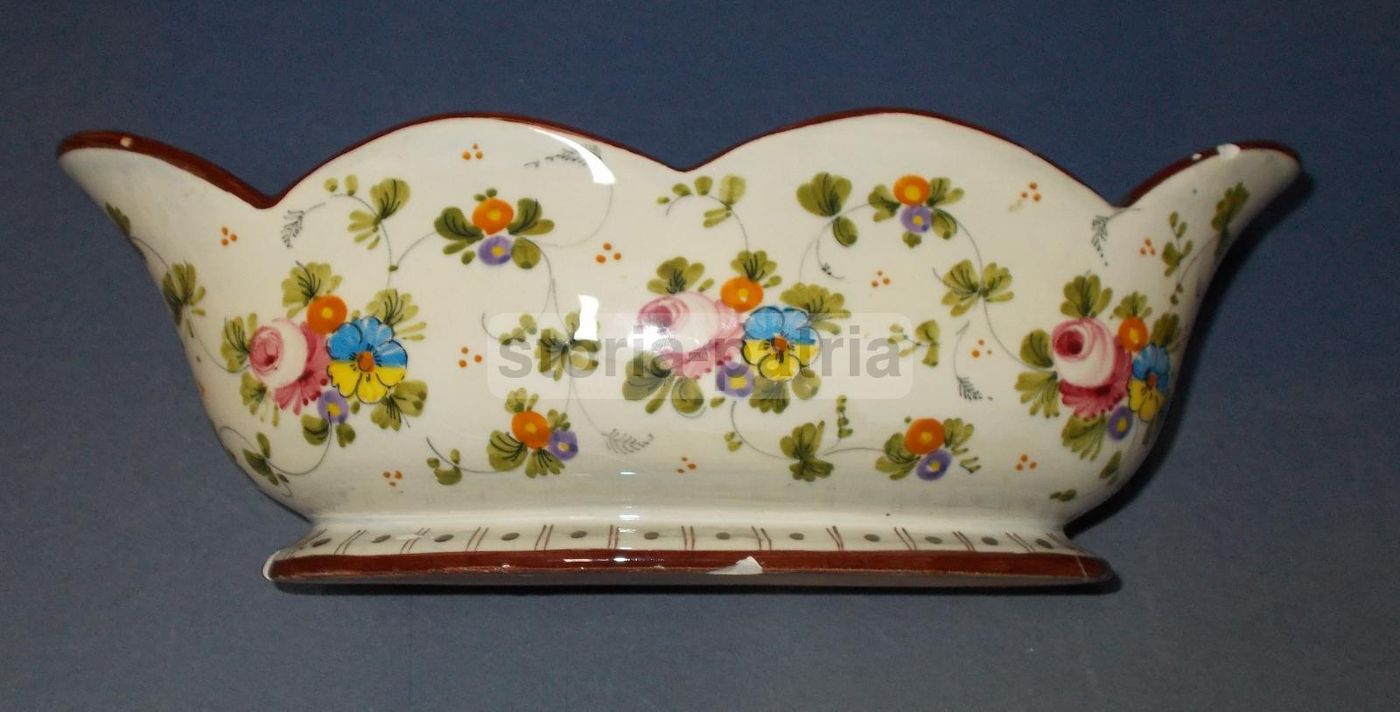 Vaso In Ceramica Floreale Policroma Marmaca, San Marino, Anni '40 '50