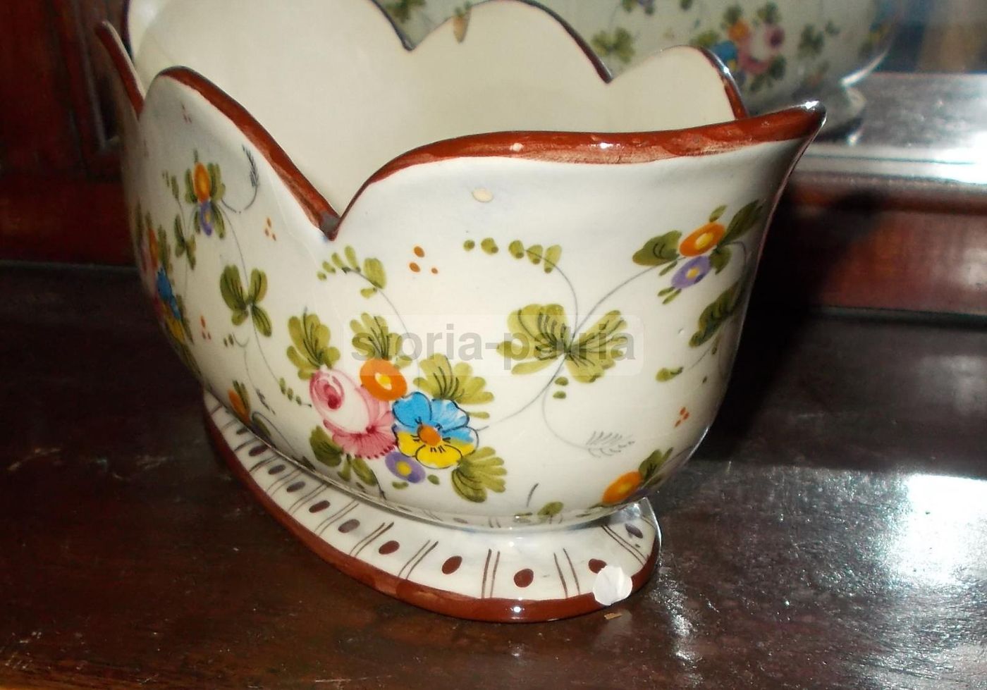 Vaso Ceramica Floreale Policroma Marmaca San Marino Anni '40 '50