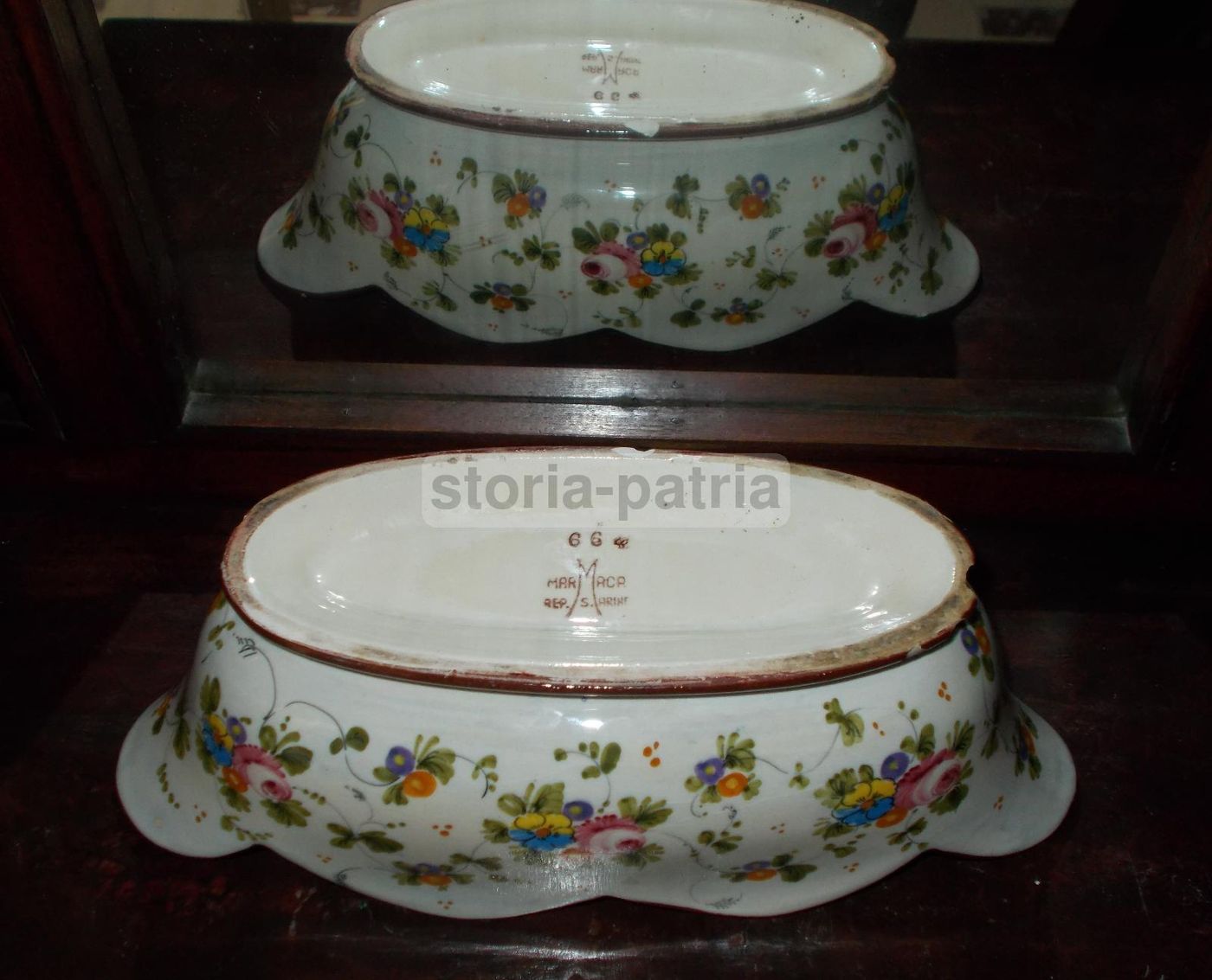Vaso In Ceramica Floreale Policroma Marmaca, San Marino, Anni '40 '50