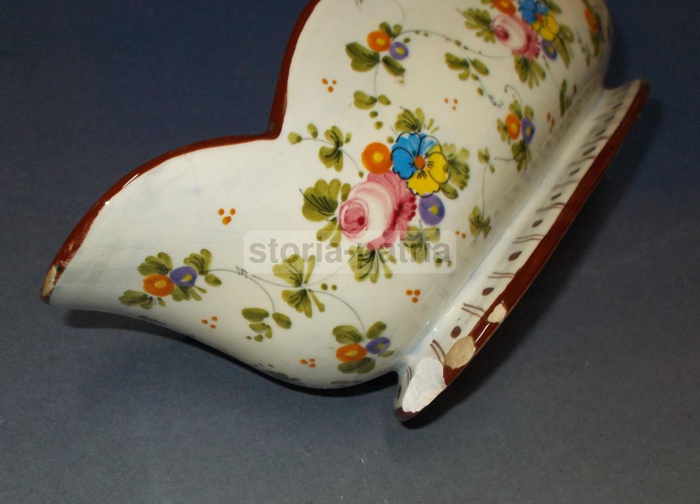 Vaso In Ceramica Floreale Policroma Marmaca, San Marino, Anni '40 '50