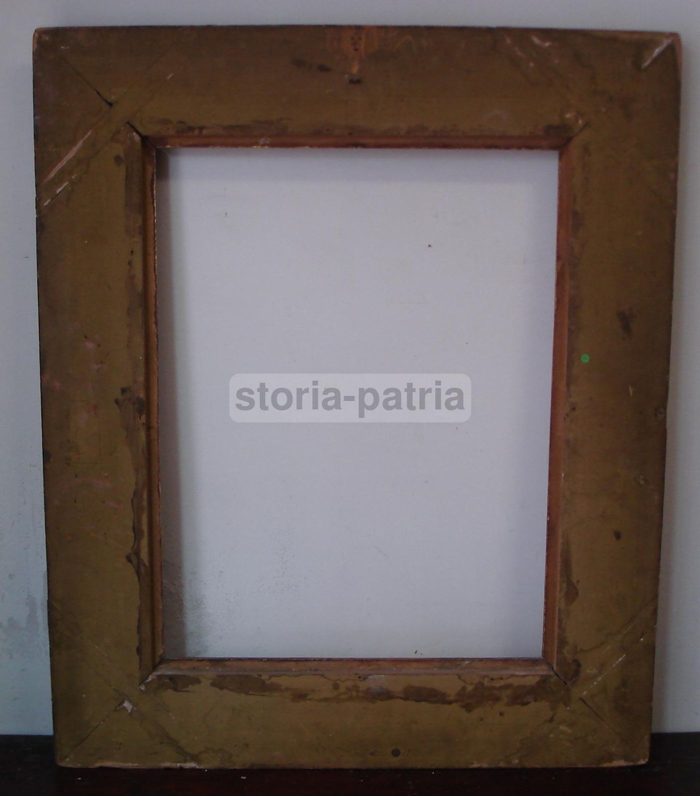 Cornice Antica Dorata Intagliata In Legno, 90x76 Cm, Metà '800