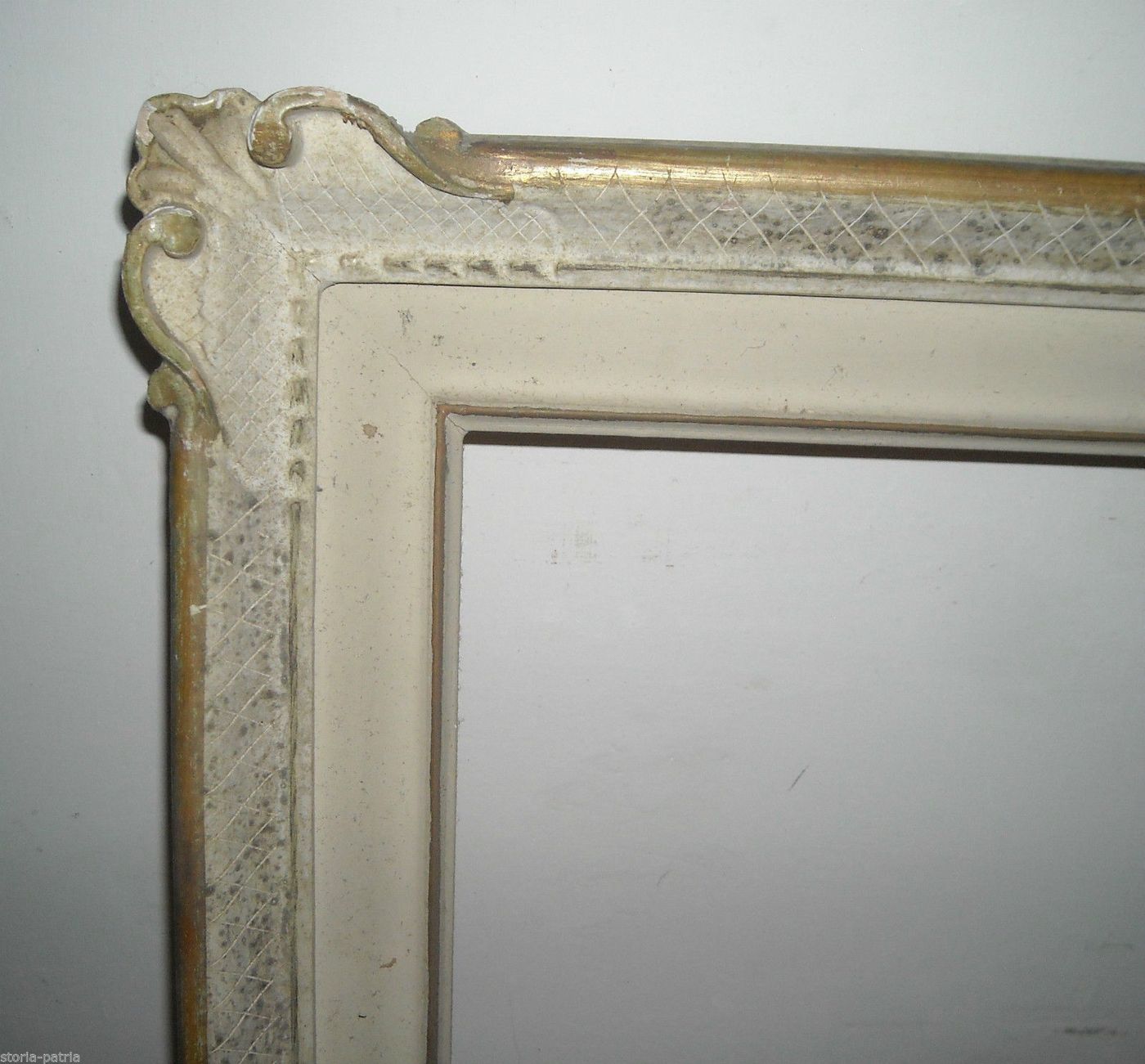 Cornice Antica Laccata E Dorata Anni '20 '30, 53x43 Cm