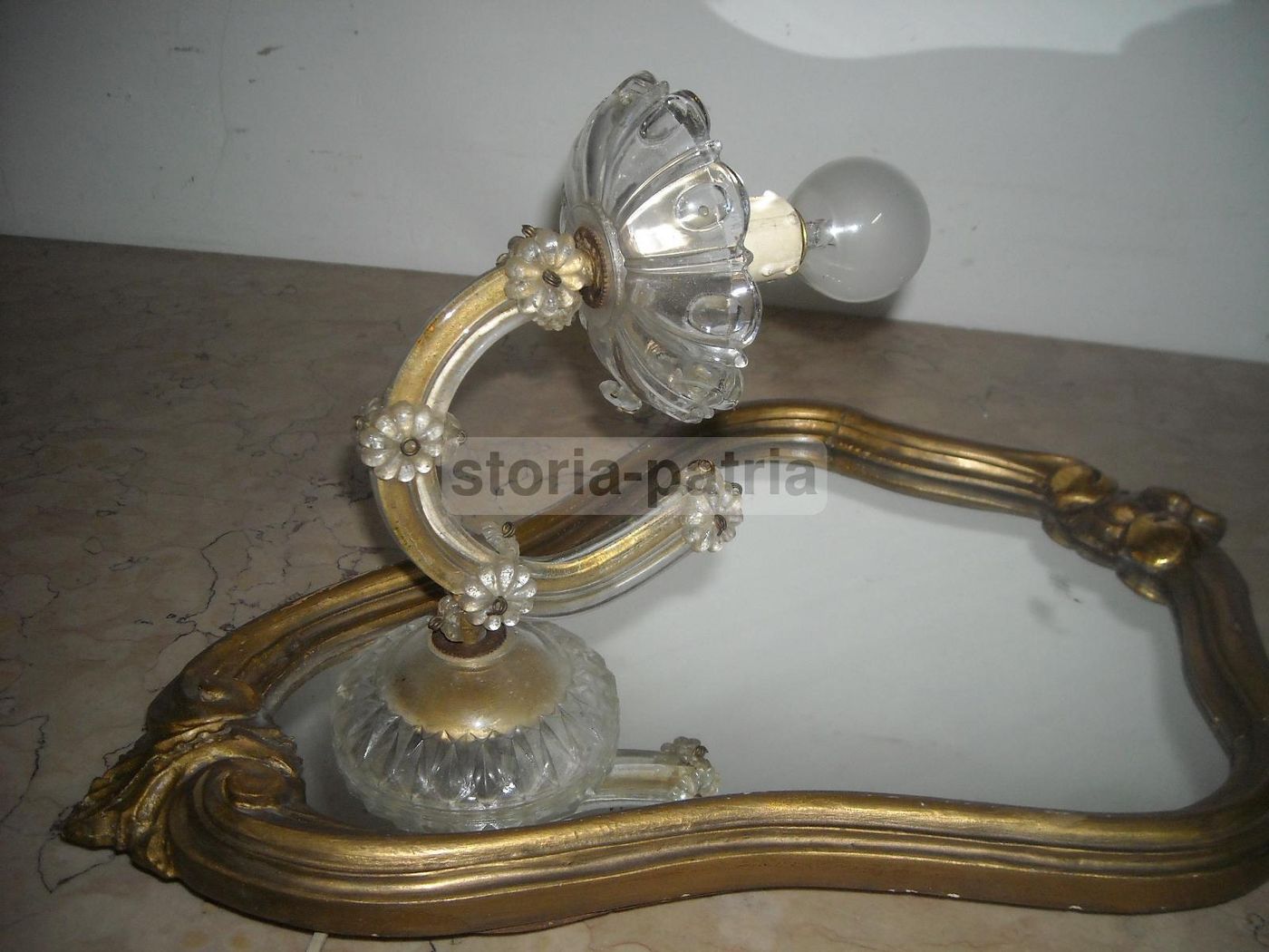 Specchiera Con Applique In Vetro Di Murano, Prima Metà Del Novecento