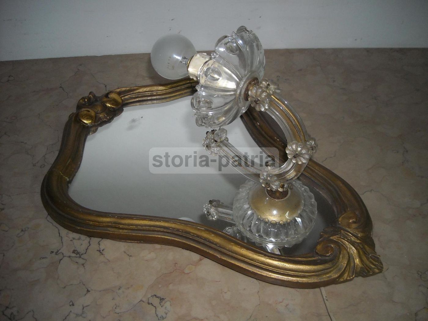 Specchiera Con Applique In Vetro Di Murano, Inizio '900
