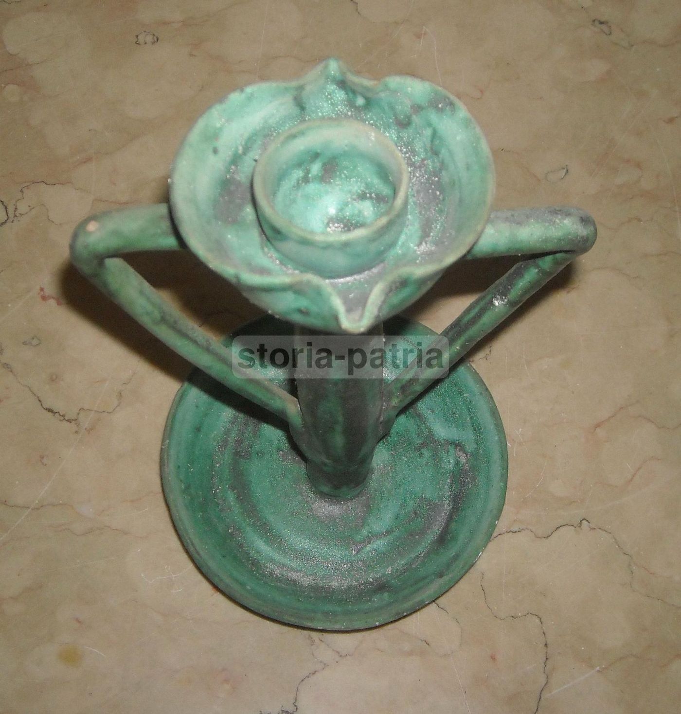 Lampada Portacandela In Ceramica Vietrese Avallone, Anni '30 '50, Verde