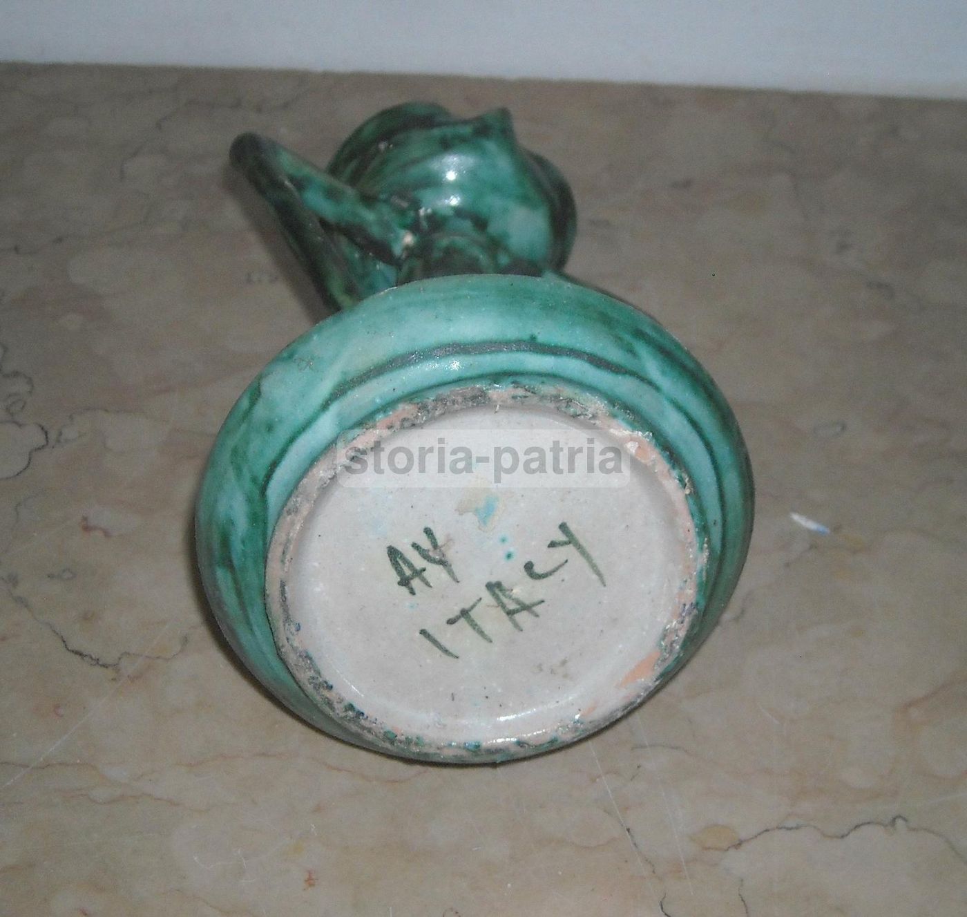 Lampada Portacandela In Ceramica Vietrese Avallone, Anni '30 '50, Verde
