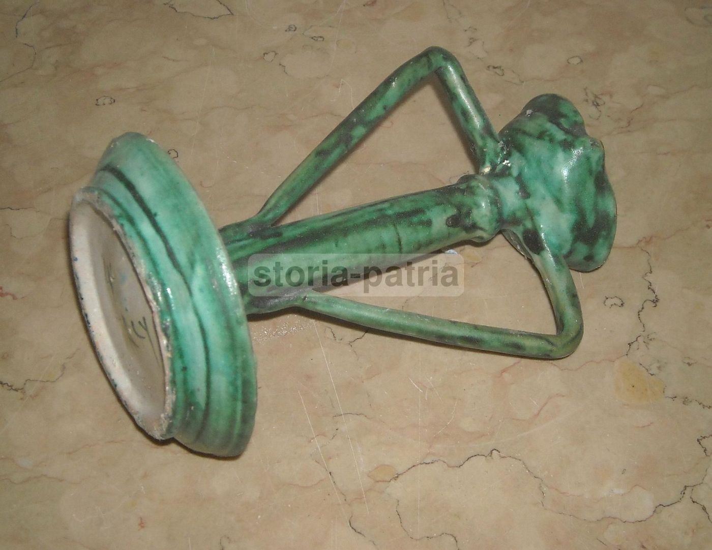 Lampada Portacandela In Ceramica Vietrese Avallone, Anni '30 '50, Verde