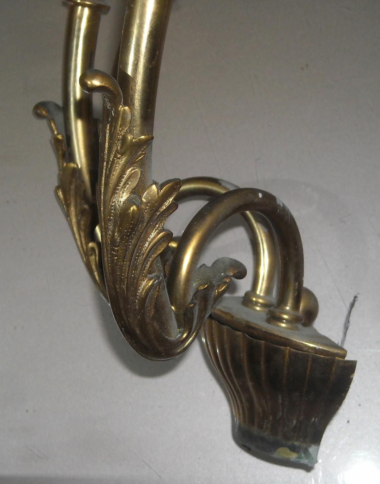 Applique Lampada Da Parete Epoca Metallo Dorato Due Luci Anni '50