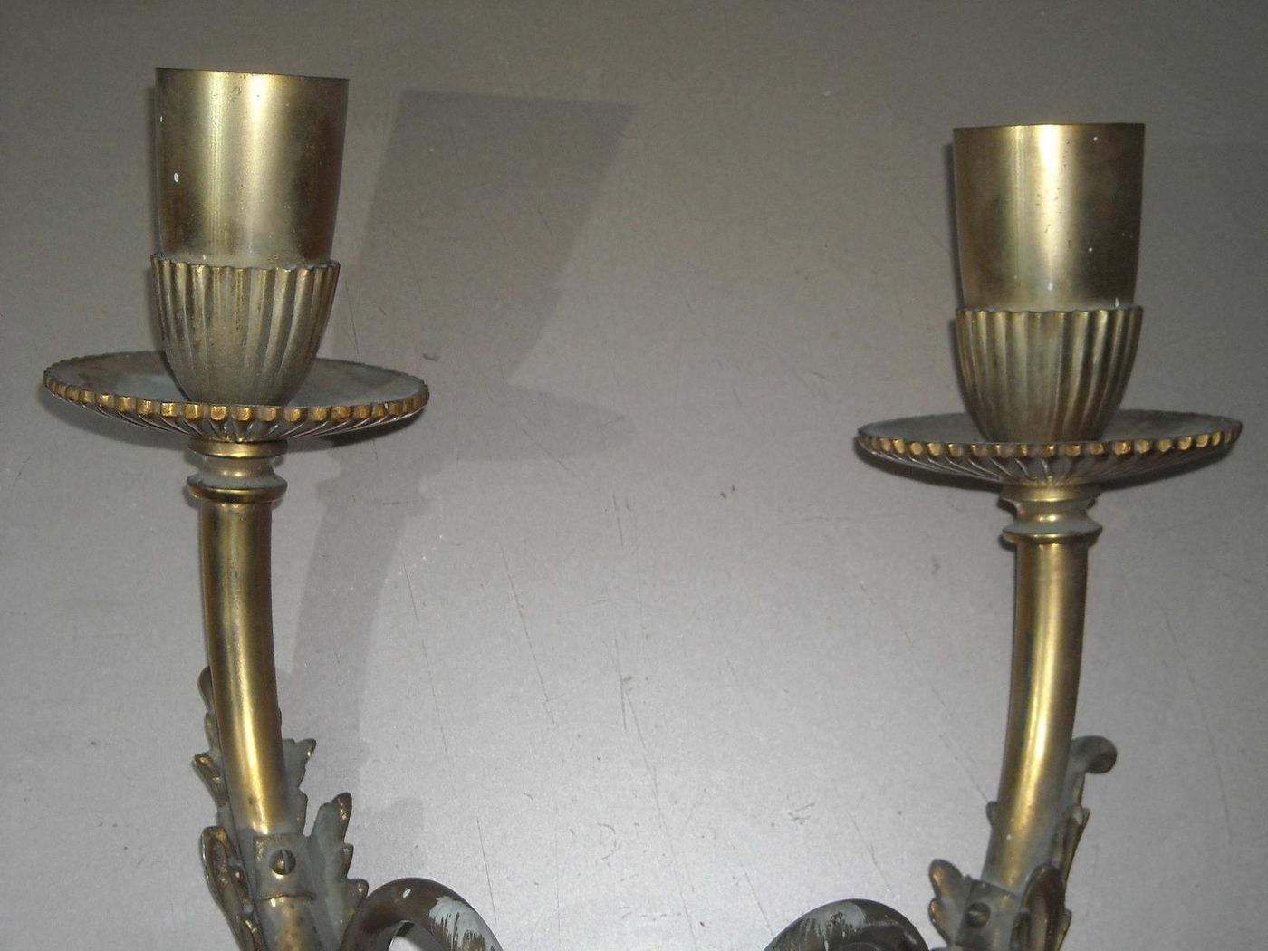 Applique Lampada Da Parete Epoca Metallo Dorato Due Luci Anni '50