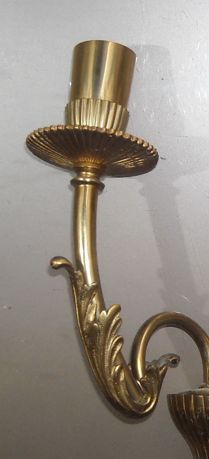 Applique Lampada Da Parete Epoca Metallo Dorato Due Luci Anni '50