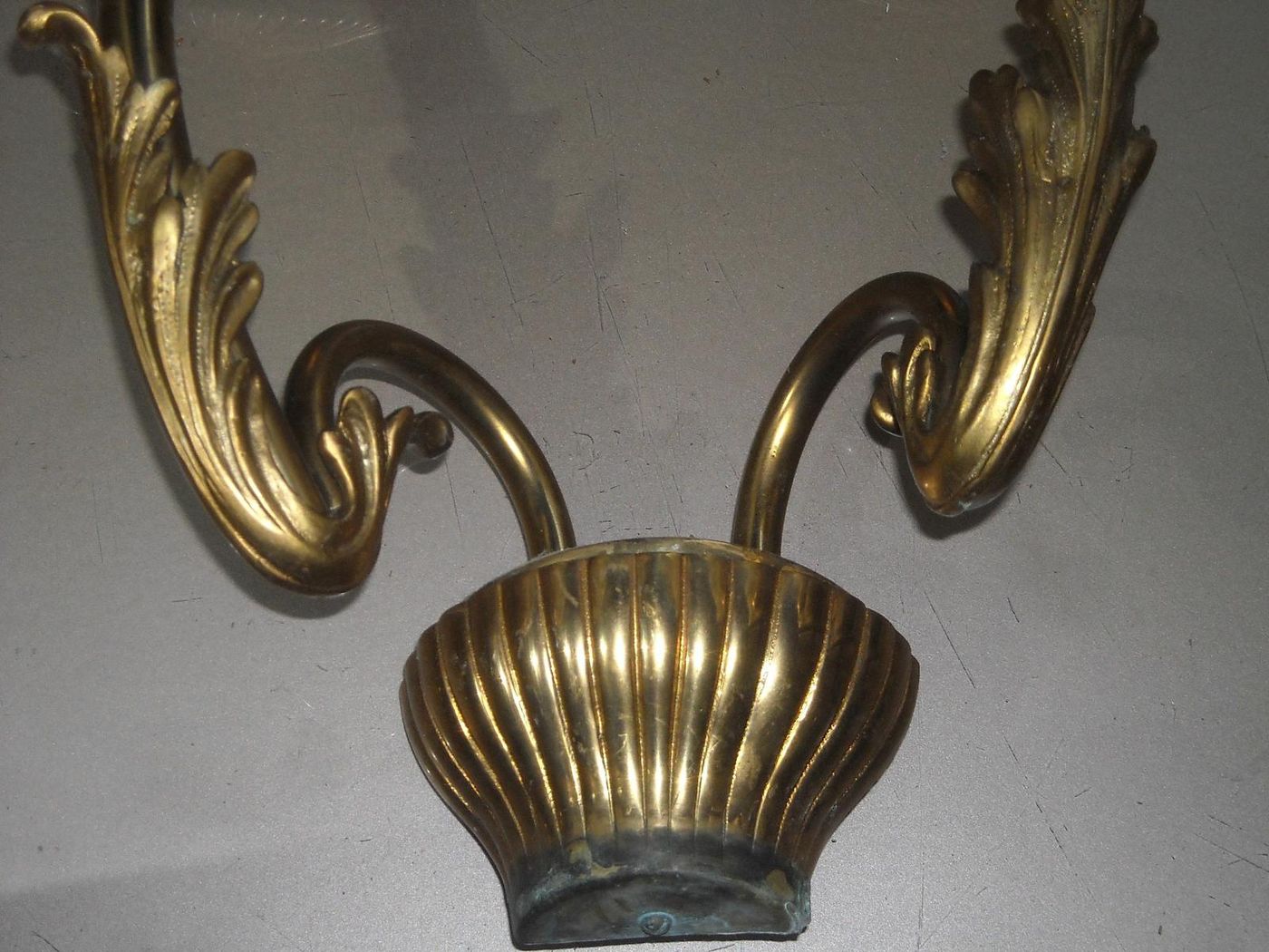 Applique Lampada Da Parete Epoca Metallo Dorato Due Luci Anni '50