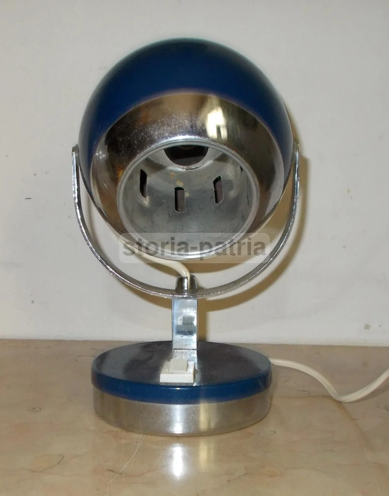 Vintage Table Lamp, 1960s-1970s, Blue and Chrome, Italian Design