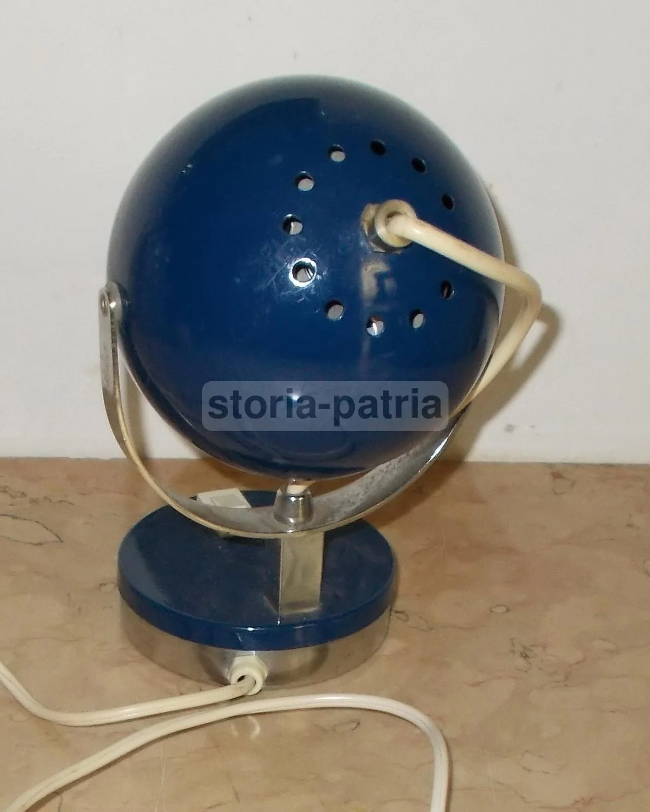 Vintage Table Lamp, 1960s-1970s, Blue and Chrome, Italian Design