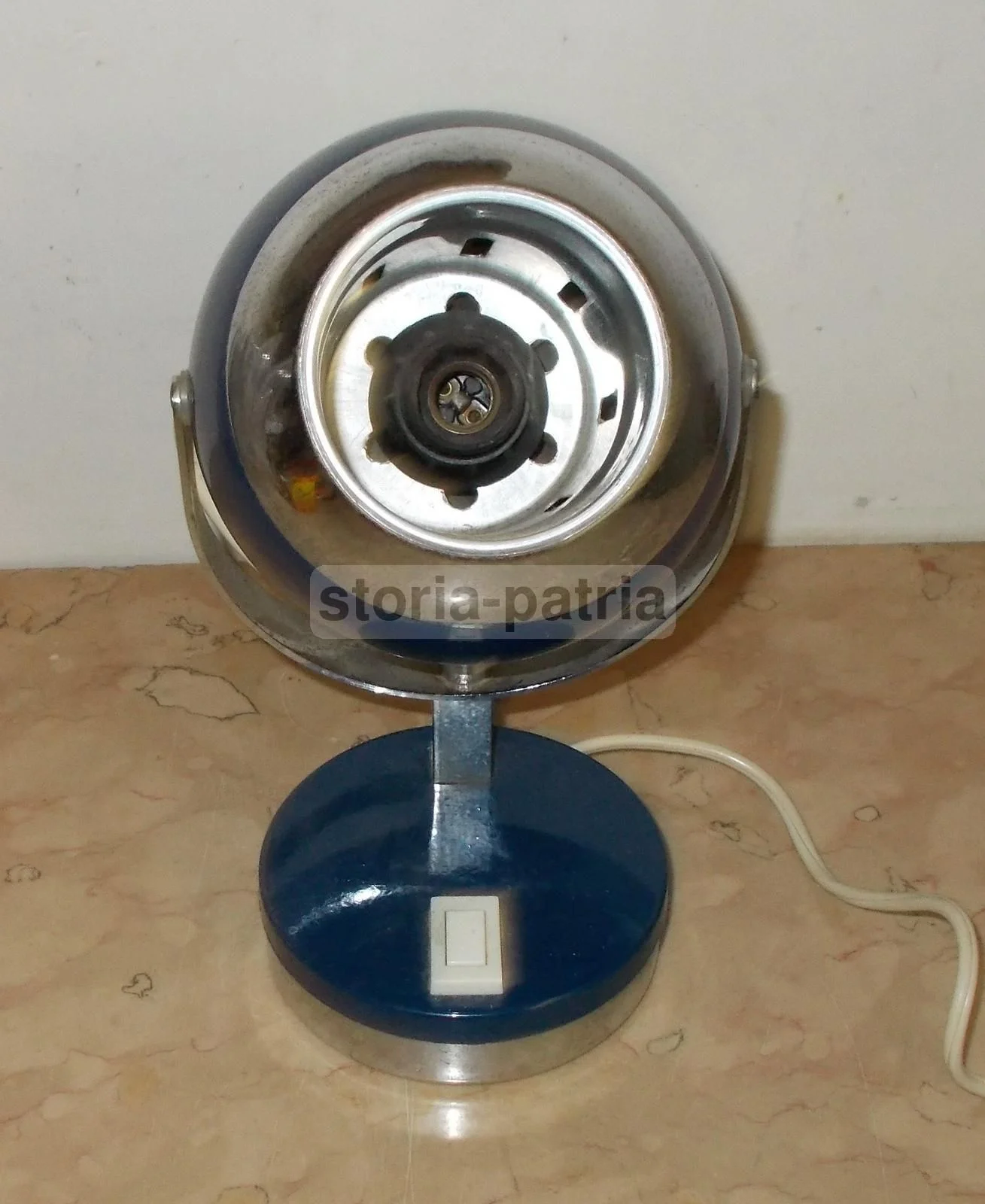 Vintage Table Lamp, 1960s-1970s, Blue and Chrome, Italian Design