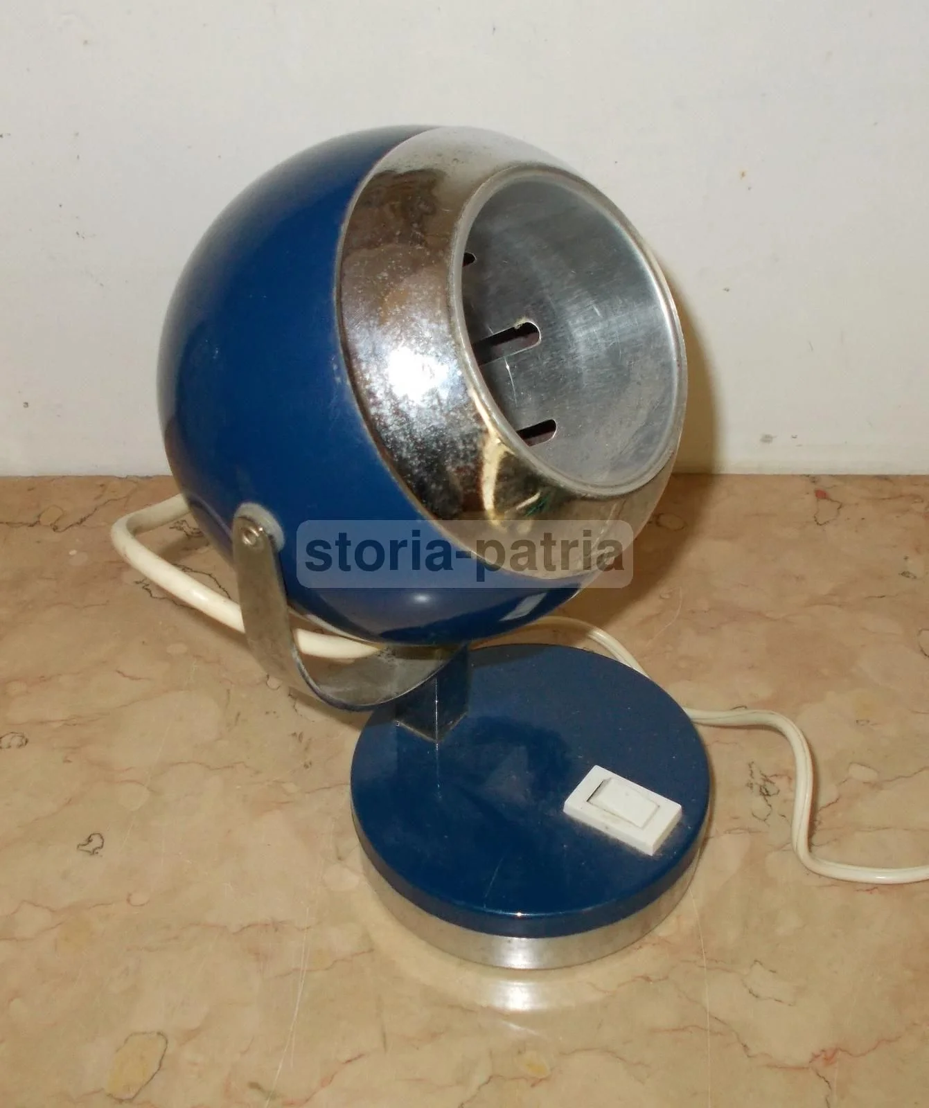 Vintage Table Lamp, 1960s-1970s, Blue and Chrome, Italian Design