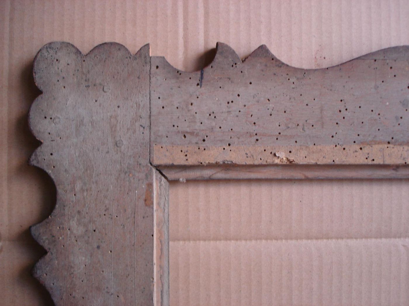 Antica Cornice In Legno Massello Dell'Ottocento, Cm 81x68, Italia