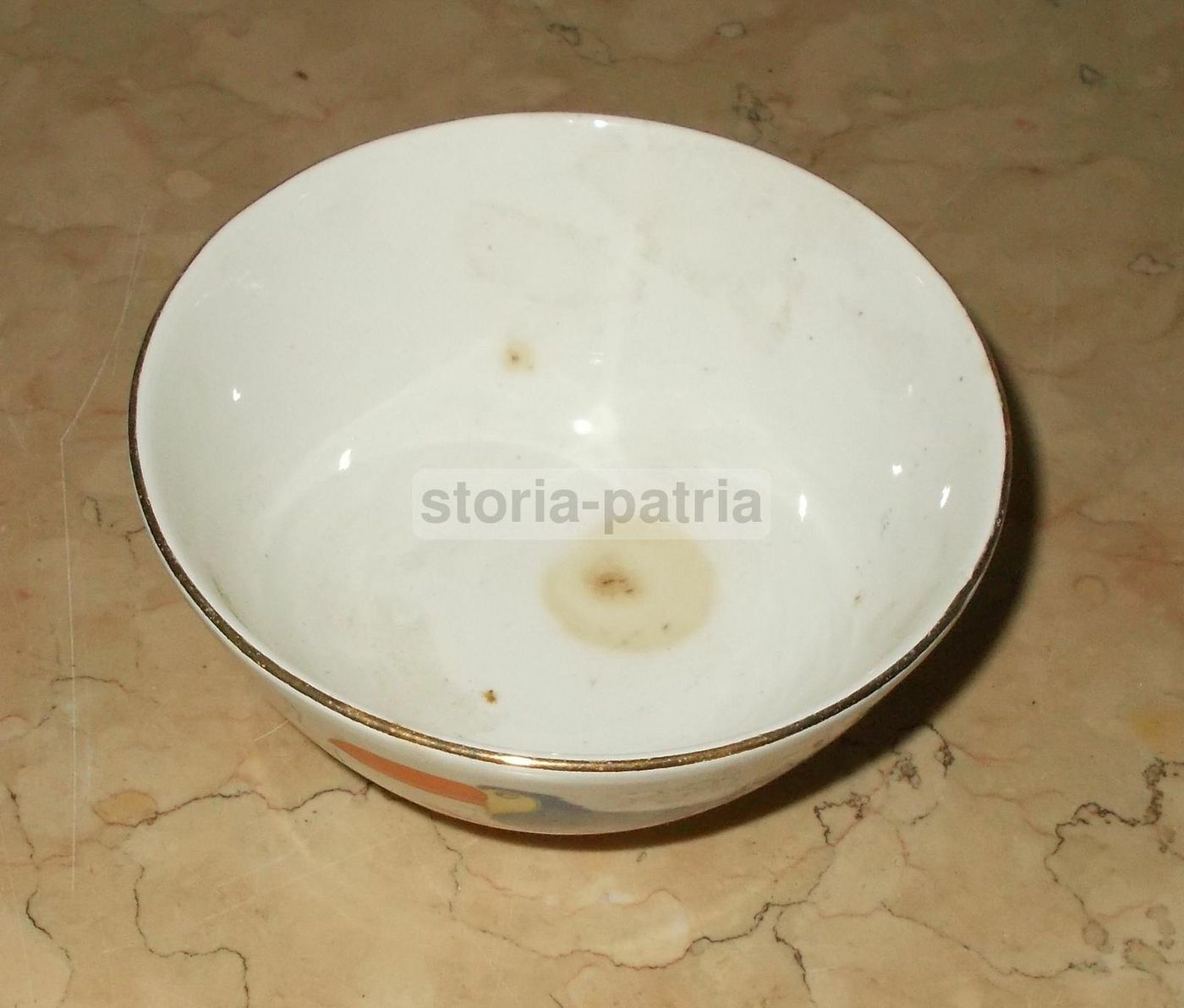 Tazza In Ceramica Pagnossin Treviso Con Decorazioni Di Cane E Tucano, Anni '20
