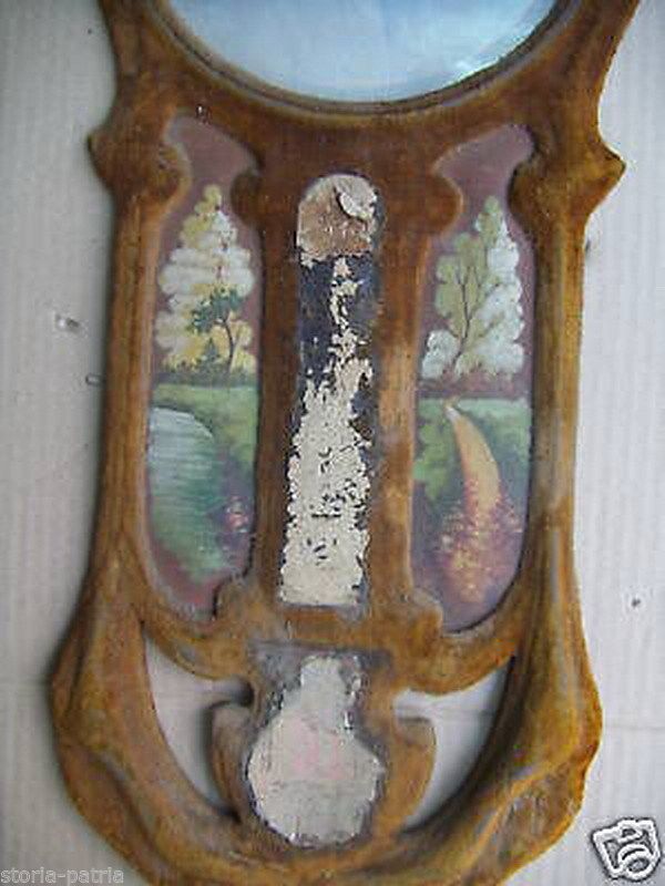 Specchiera Liberty Con Dipinti E Porta Calendario, Circa 1900