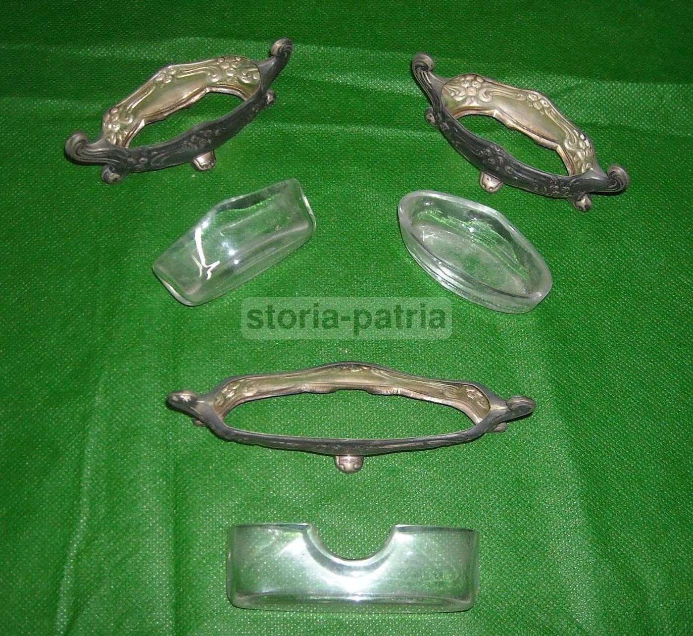 Tris Saliere Antiche In Vetro E Metallo Argentato Liberty