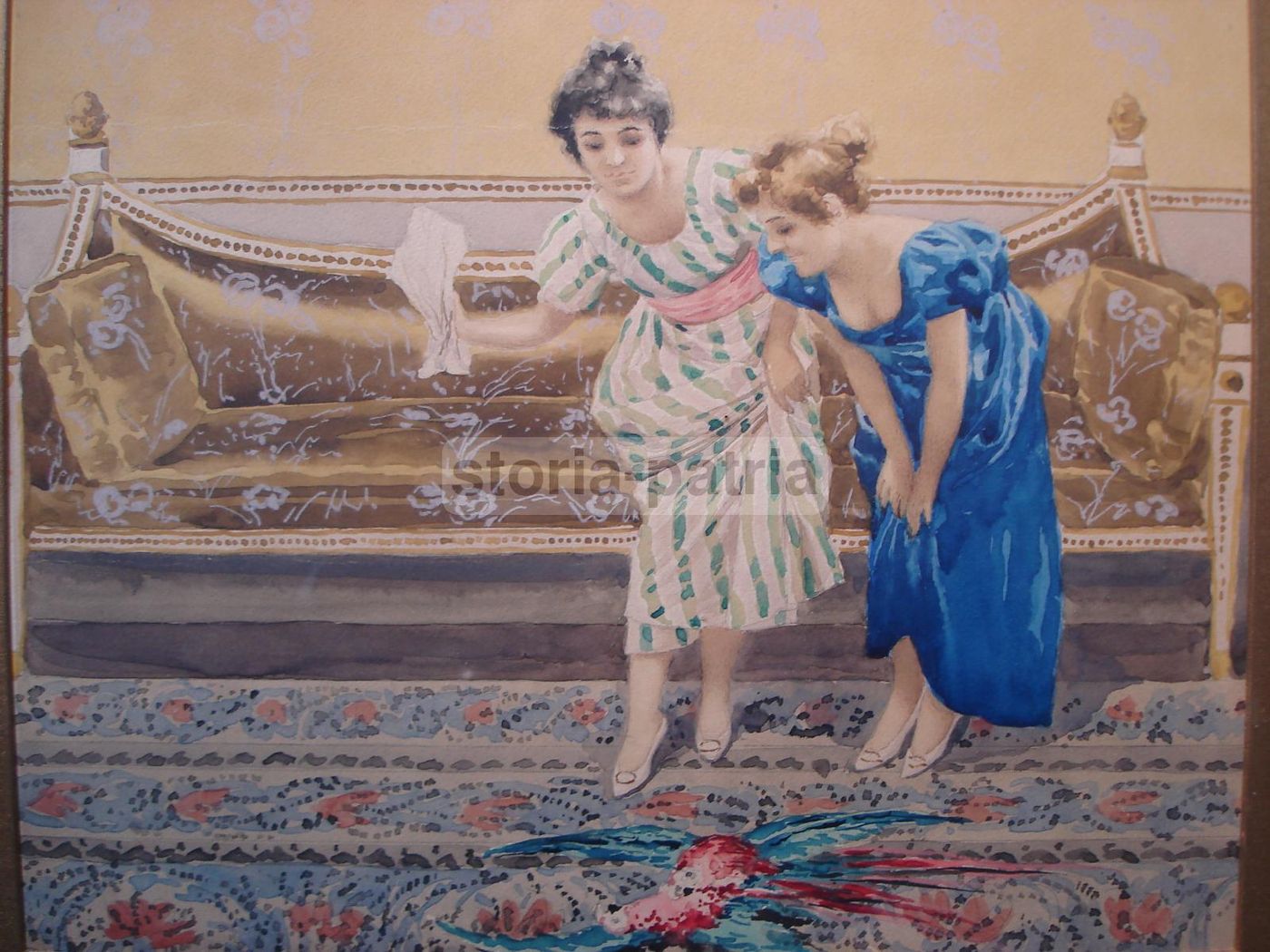 Dipinto Di Gian Gianni: Interno Di Salotto Con Gentildonne, Napoli
