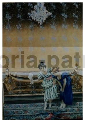 Dipinto Di Gian Gianni: Interno Di Salotto Con Gentildonne, Napoli