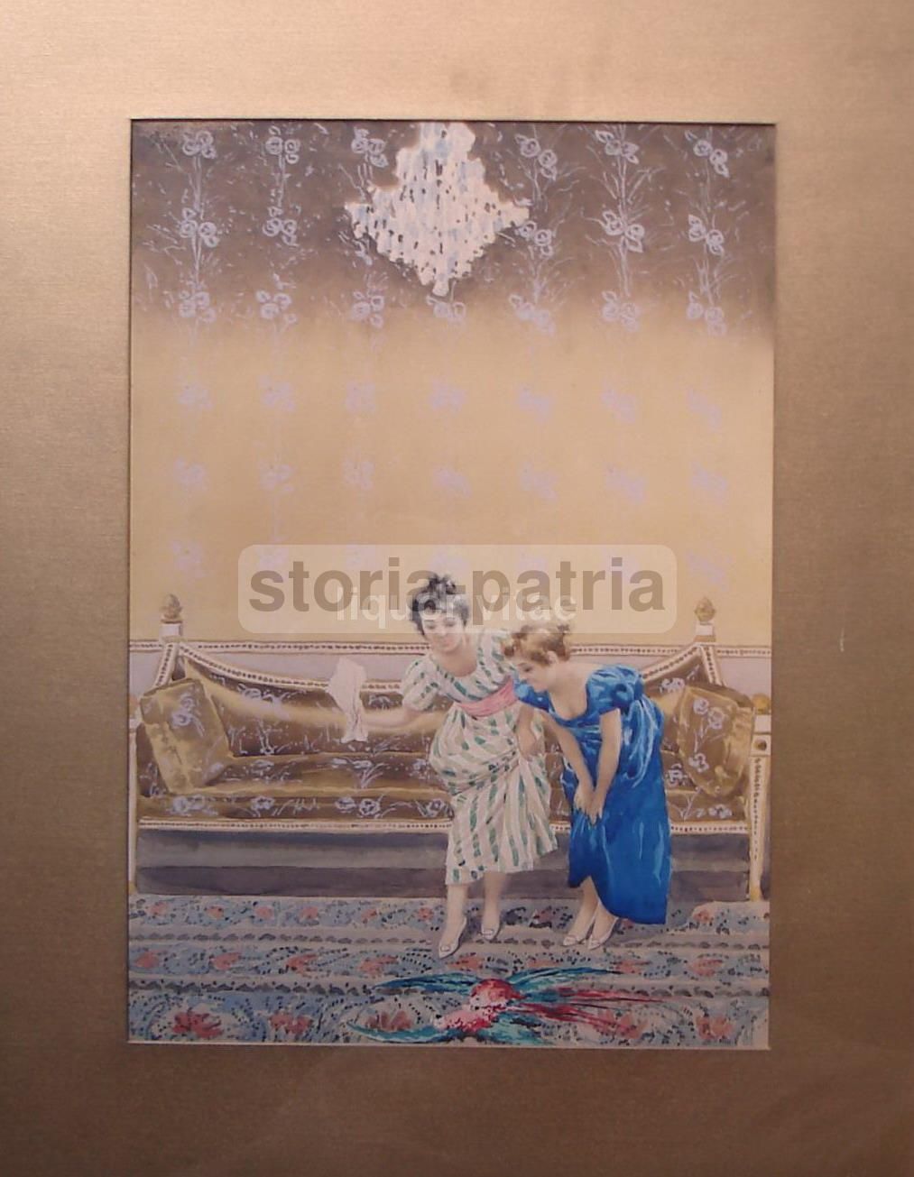 Dipinto Di Gian Gianni: Interno Di Salotto Con Gentildonne, Napoli