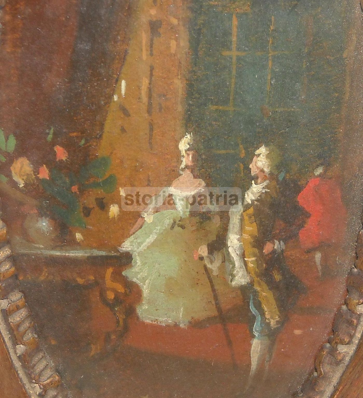 Dipinto Antico Di Interno Di Palazzo Veneziano, Firmato Danieli