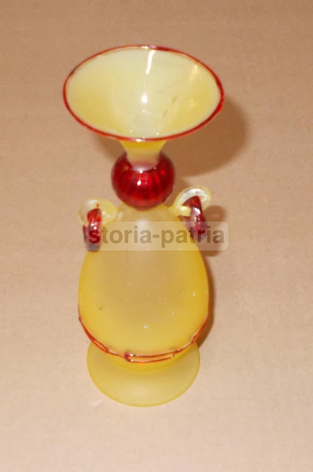 Vasetto Portafiori In Vetro Di Murano, Giallo E Rosso, Forma Ad Anfora, Anni '90