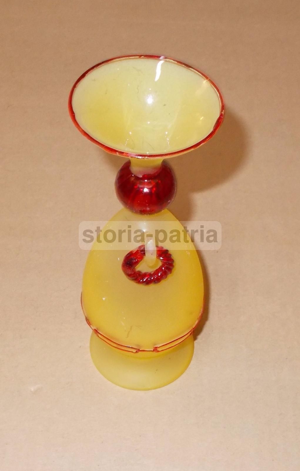 Vasetto Portafiori In Vetro Di Murano, Giallo E Rosso, Forma Ad Anfora, Anni '90