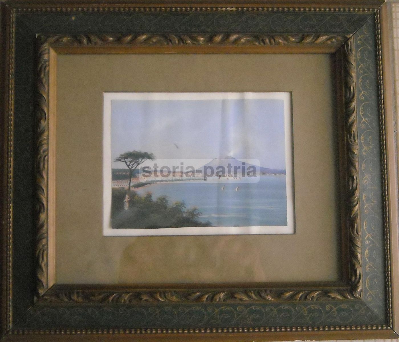 Gouache Golfo Di Napoli Con Vesuvio Fumante, XIX Secolo