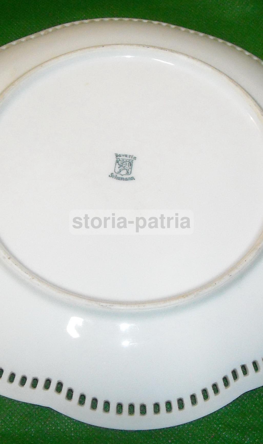 Piatto Porcellana Schumann Bavaria Decorato Uccelli Traforato