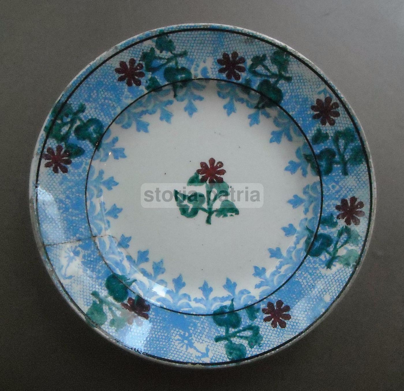 Piatto Decorativo In Ceramica Floreale Policroma Liberty, Anni '20