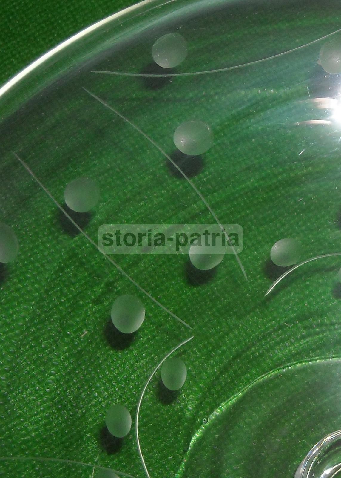Alzata In Vetro Vintage Con Decori Incisi, Anni '30 '50
