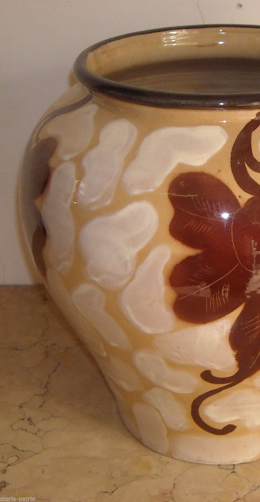 Vaso Ceramica Decorato Floreale Inizio '900 Manifattura Italiana