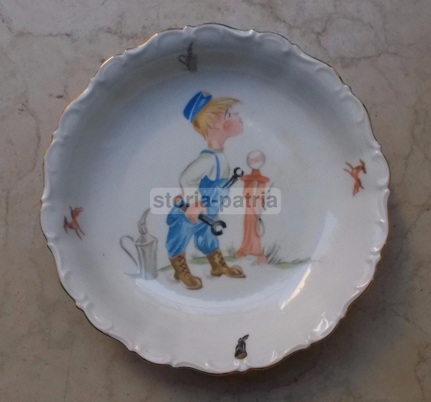 Piatto In Porcellana Bavaria Seltmann Pubblicità Shell Anni '30 '50