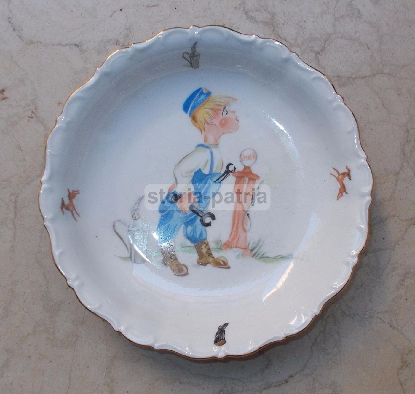 Piatto In Porcellana Bavaria Seltmann Pubblicità Shell Anni '30 '50