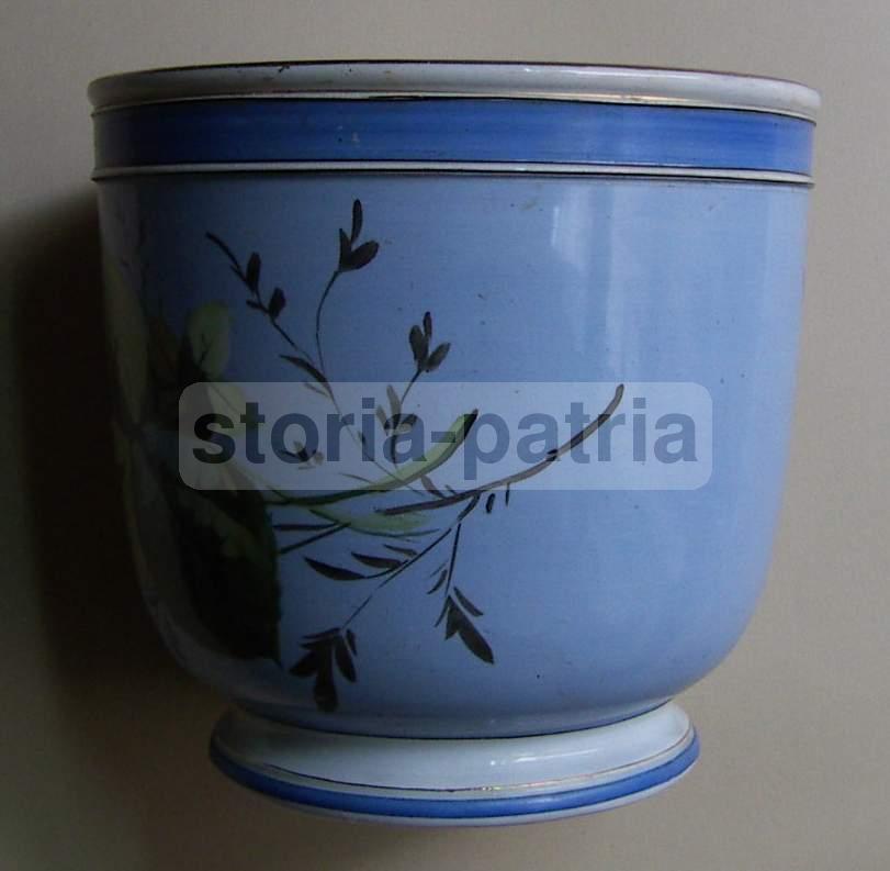 Vaso Cachepot In Ceramica Verbanum Laveno, Stile Liberty Floreale, Circa 1900