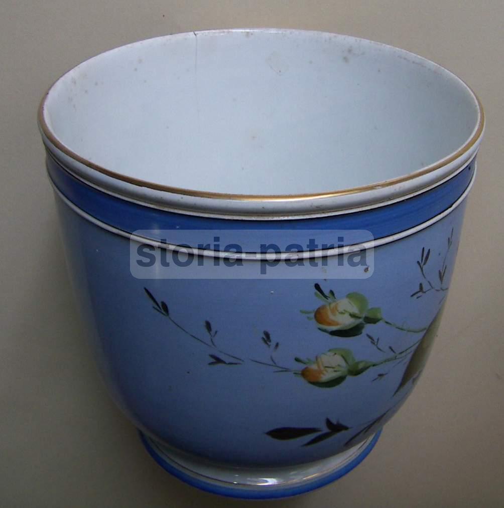 Vaso Cachepot In Ceramica Verbanum Laveno, Stile Liberty Floreale, Circa 1900