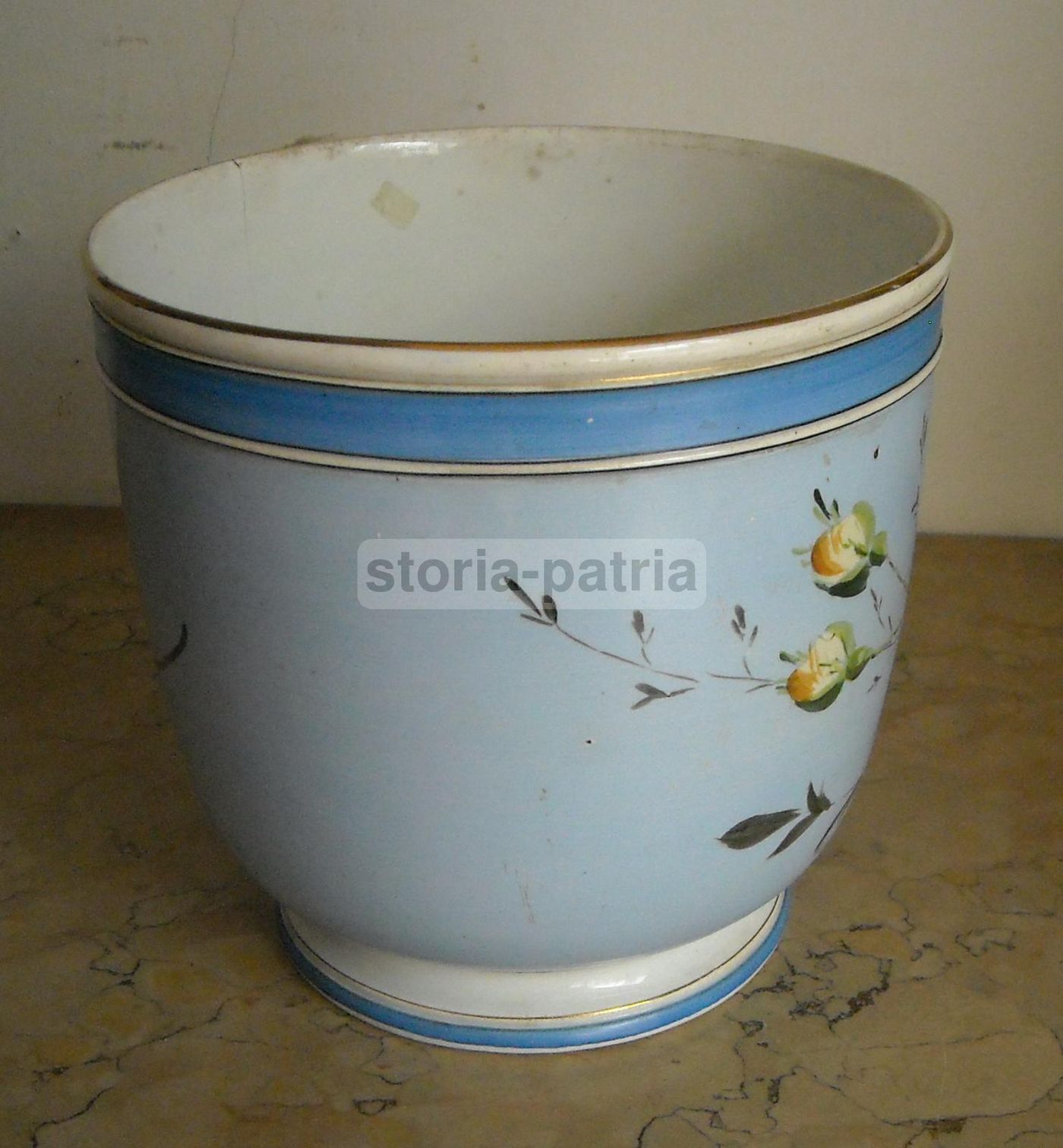 Vaso Cachepot In Ceramica Verbanum Laveno, Stile Liberty Floreale, Circa 1900