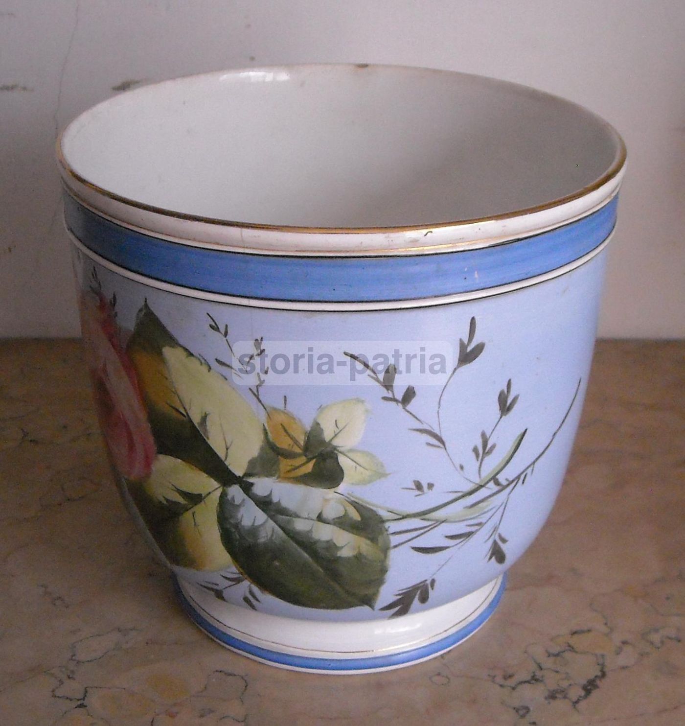 Vaso Cachepot In Ceramica Verbanum Laveno, Stile Liberty Floreale, Circa 1900