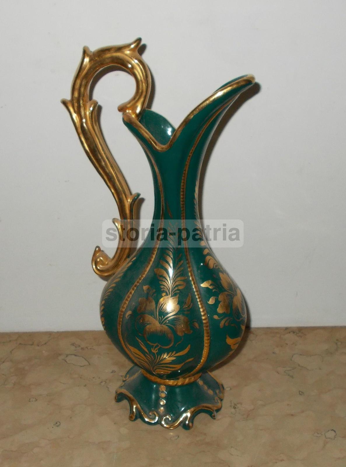 Vaso Ceramica Lilla Sesto Fiorentino Decorazione Dorata Anni 40 60