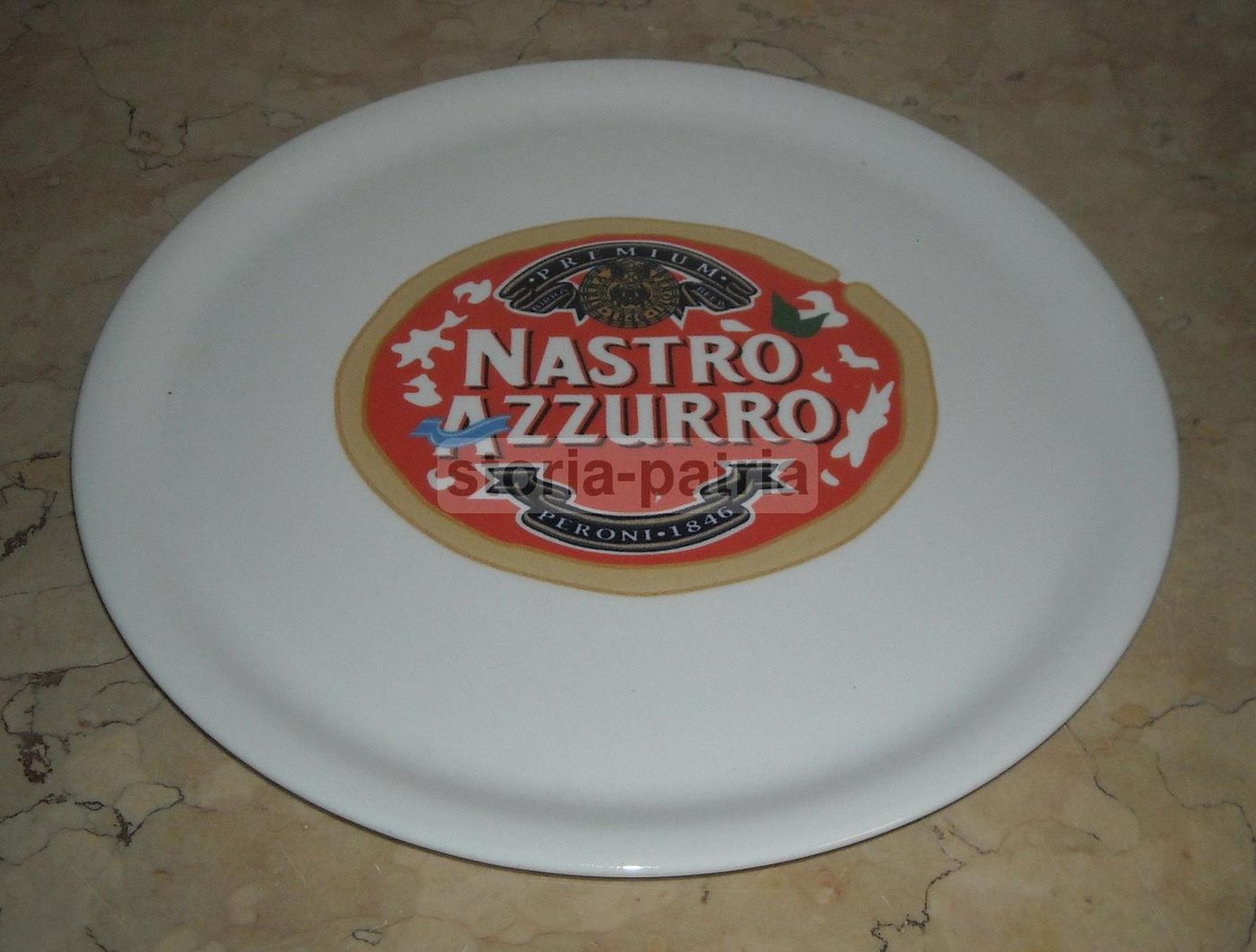 Vassoio Pubblicitario Peroni Nastro Azzurro In Porcellana