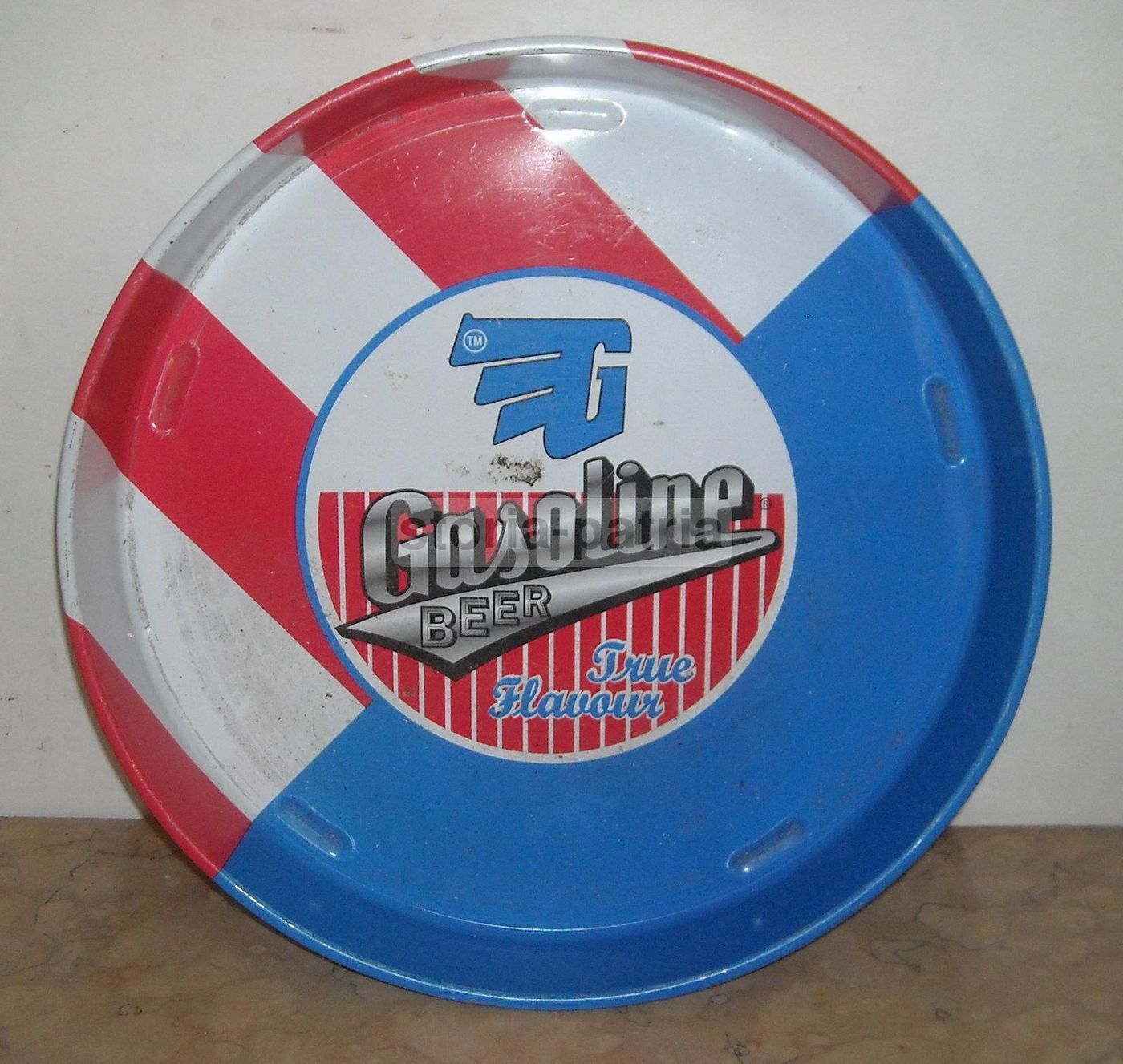 Vassoio Pubblicitario Birra Vintage Gasoline Beer In Metallo