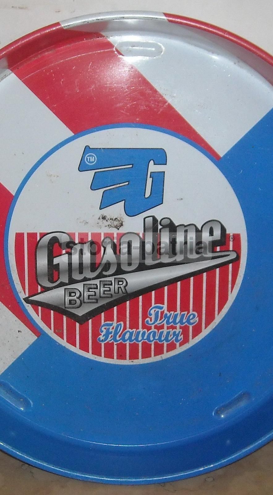 Vassoio Pubblicitario Birra Gasoline Vintage Metallo Cromolitografato