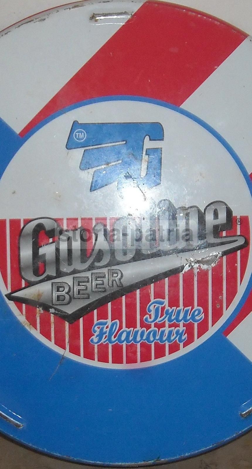 Vassoio Pubblicitario Birra Gasoline Vintage Metallo Cromolitografato