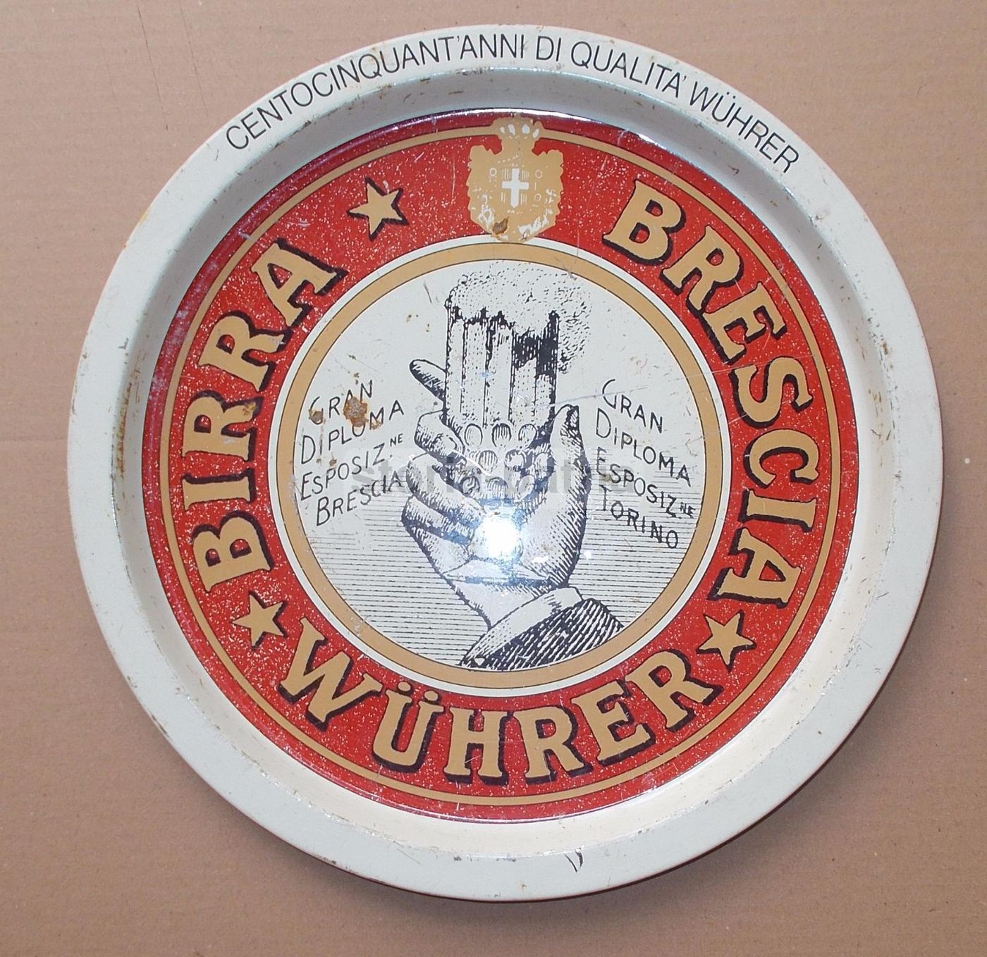 Vassoio Pubblicitario Birra Wuhrer Brescia Metallo Vintage